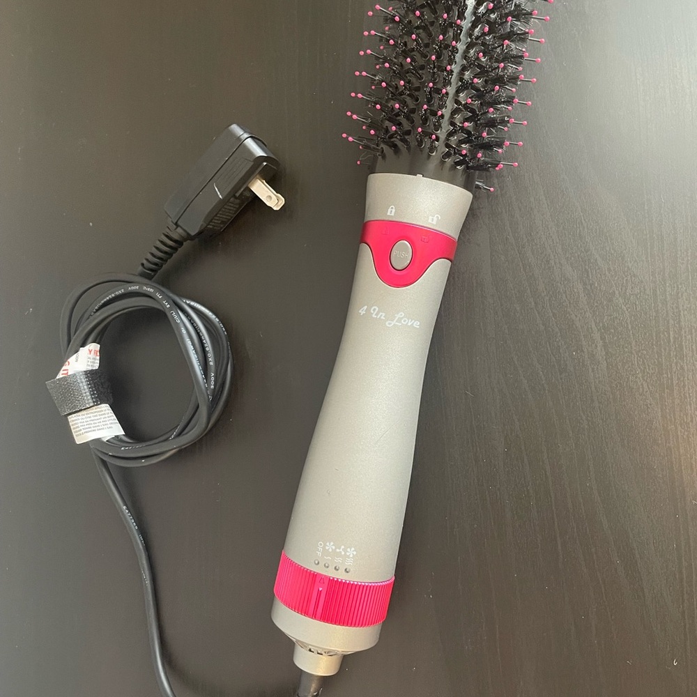 Gray and Pink Hair Dryer Brush